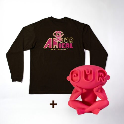 ML-Figurine T-shirt Manches Longues Unisexe Marron+ Figurine AMOUR AMICAL