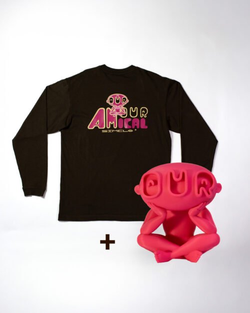 ML-Figurine T-shirt Manches Longues Unisexe Marron+ Figurine AMOUR AMICAL