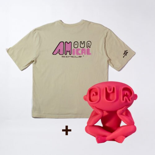 T-shirt Unisexe Crème+ Figurine AMOUR AMICAL
