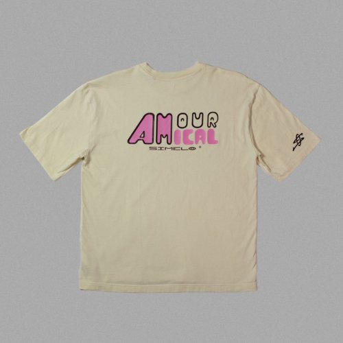 Tee creme back T-shirt Crème Unisexe Oversize AMOUR AMICAL