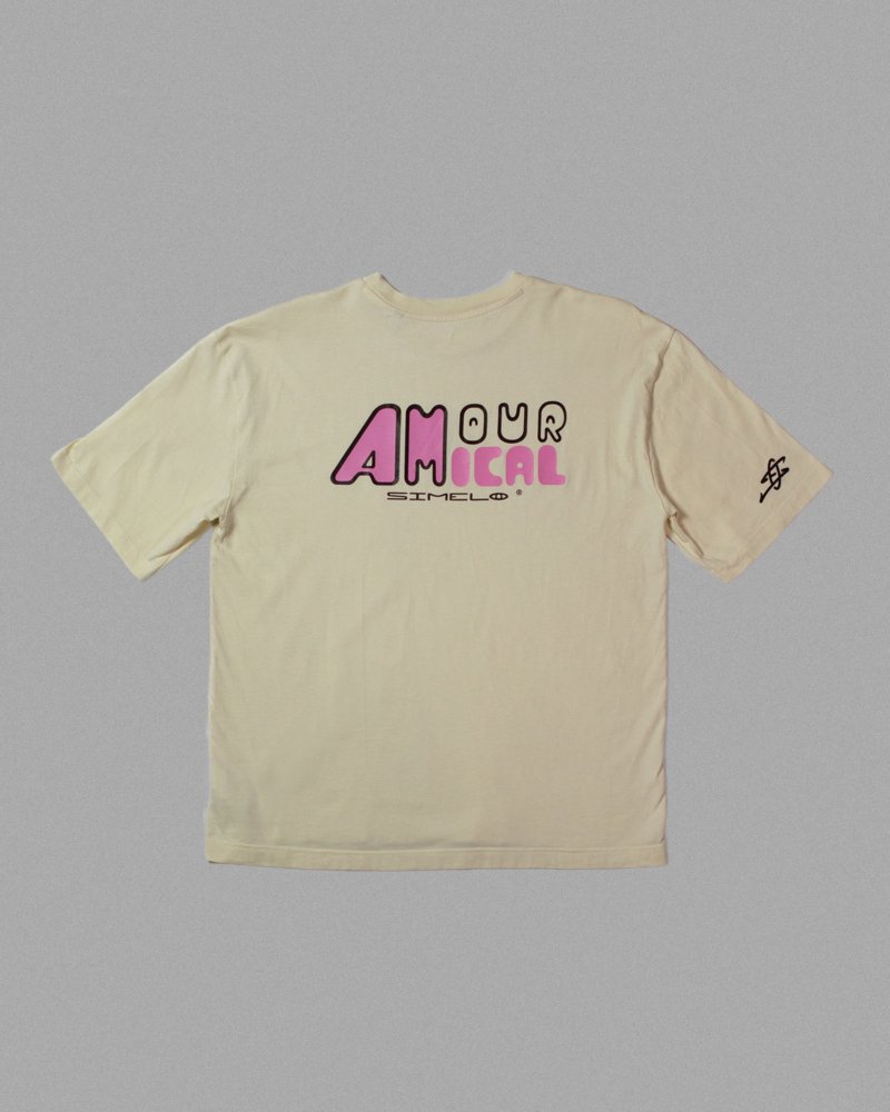 Tee creme back T-shirt Crème Unisexe Oversize AMOUR AMICAL