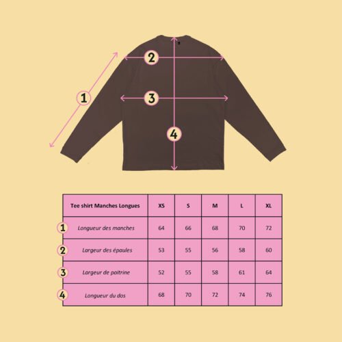 Tee_AA_ML_Taille T-shirt Manches Longues Unisexe Marron+ Figurine AMOUR AMICAL