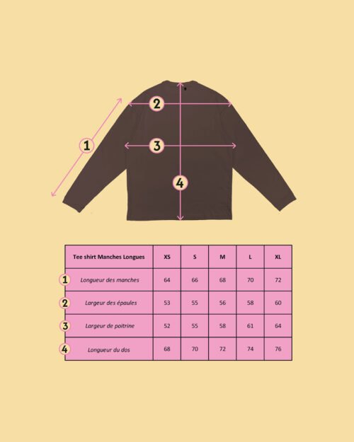 Tee_AA_ML_Taille T-shirt Manches Longues Unisexe Marron+ Figurine AMOUR AMICAL