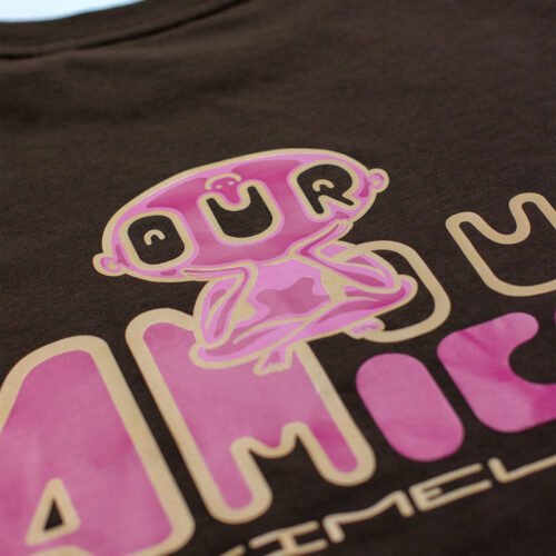 Tee_ML_AA_Detail3 VF T-shirt Manches Longues Unisexe Marron+ Figurine AMOUR AMICAL