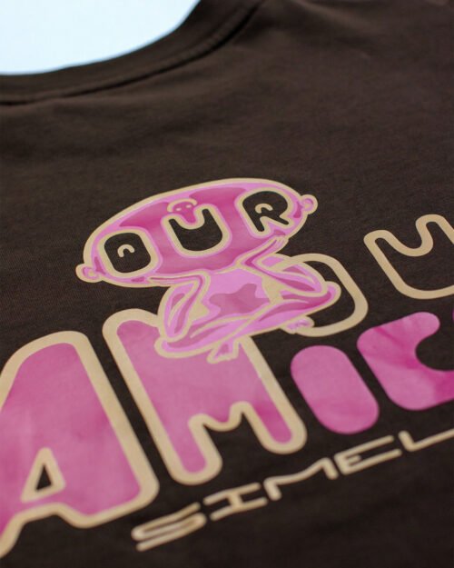 Tee_ML_AA_Detail3 VF T-shirt Manches Longues Unisexe Marron+ Figurine AMOUR AMICAL