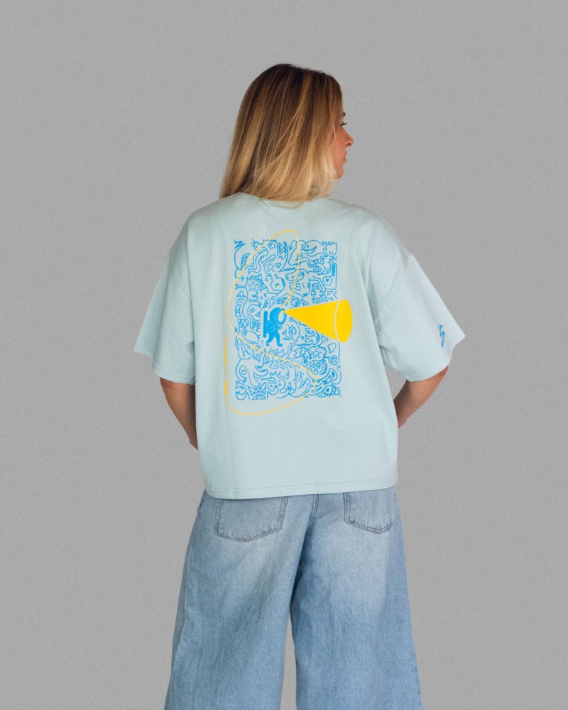 Perso F tee bleu back T-shirt Bleu Unisexe Oversize Boxy REVE