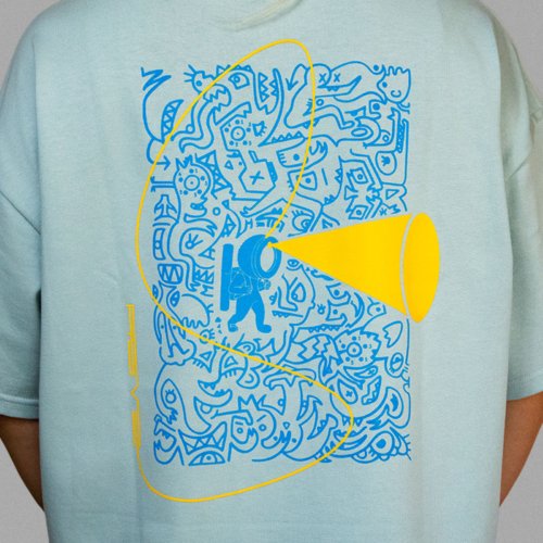 Perso F tee bleu back zoom T-shirt Bleu Unisexe Oversize Boxy REVE