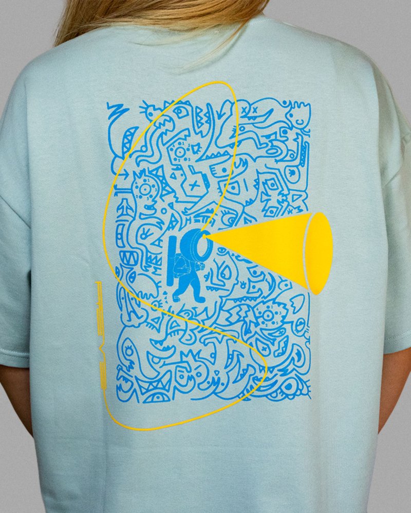 Perso F tee bleu back zoom T-shirt Bleu Unisexe Oversize Boxy REVE
