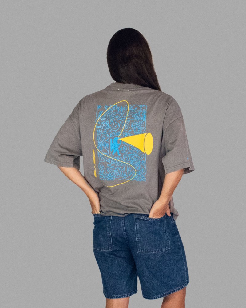 T-shirt Gris Unisexe Oversize Boxy REVE