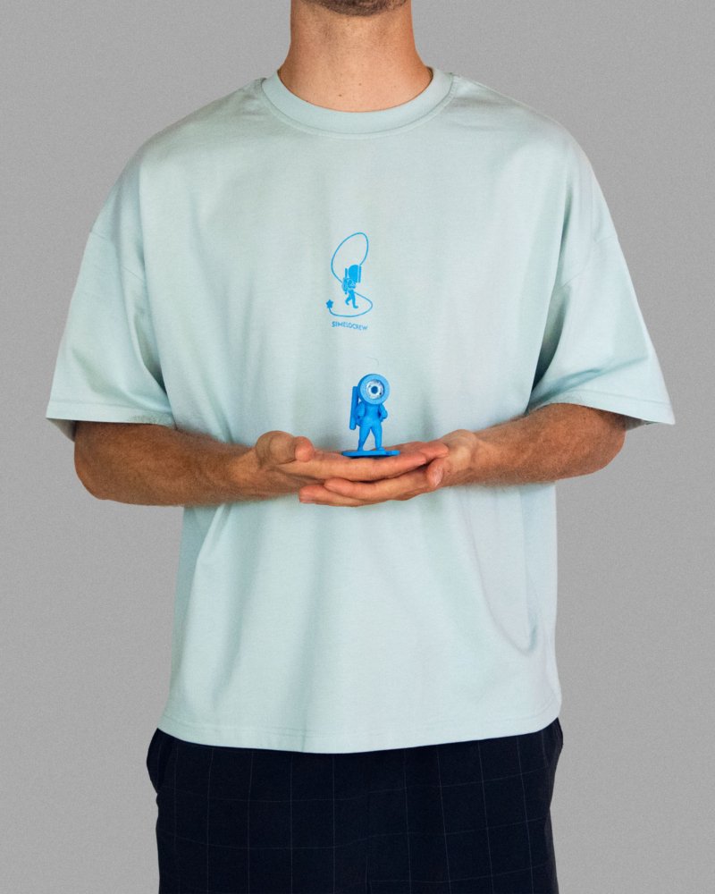 Perso M tee bleu front fig T-shirt Bleu Unisexe Oversize Boxy REVE