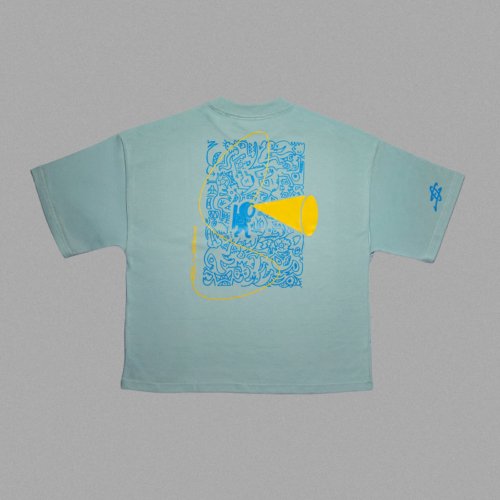 Tee bleu back T-shirt Bleu Unisexe Oversize Boxy REVE