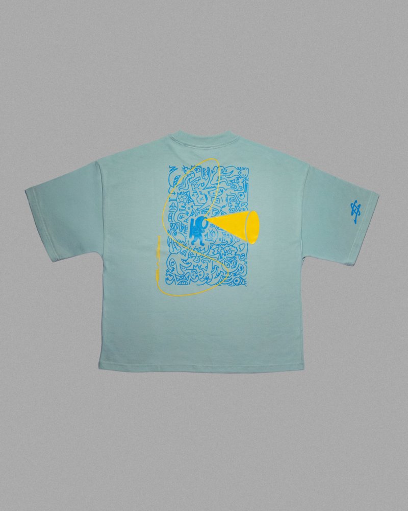 Tee bleu back T-shirt Bleu Unisexe Oversize Boxy REVE