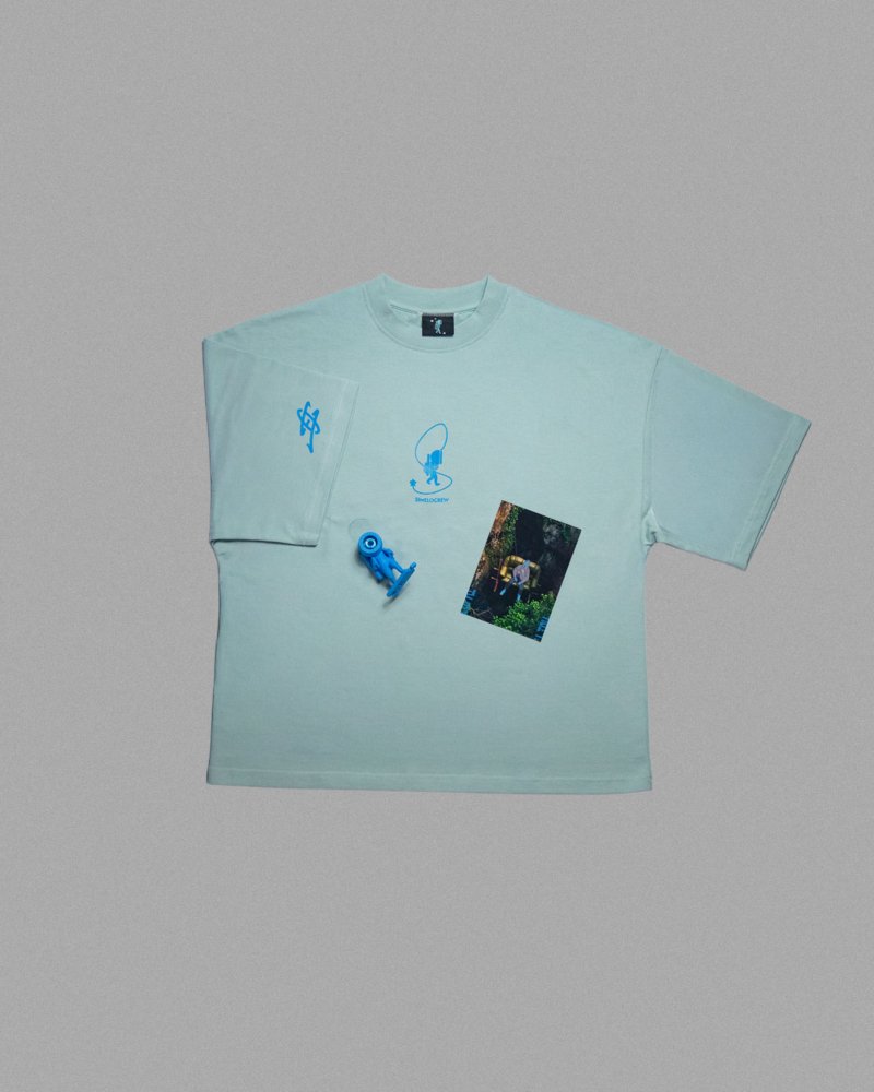 Tee bleu front fig T-shirt Bleu Unisexe Oversize Boxy REVE